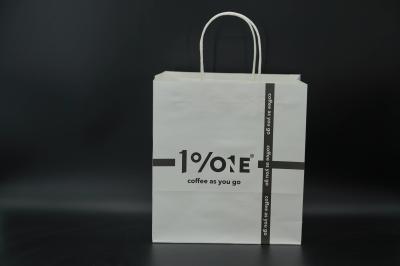 Printing White Eco Paper Bags With Handles Twisted Oversized Bottom