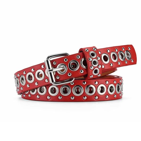 Punk-Style Rock Studded PU Leather For European American Ins Style Universal Ladies Belts