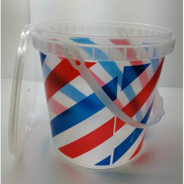 2.2 L de qualidade alimentar Pp personalizar logotipo de plástico de grande porte copos vazios de sorvete com tampa