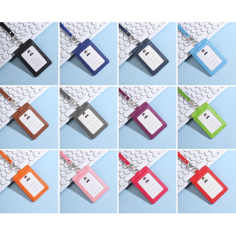 Retractable PU Leather ID Card Badge Holder Waterproof Lightweight