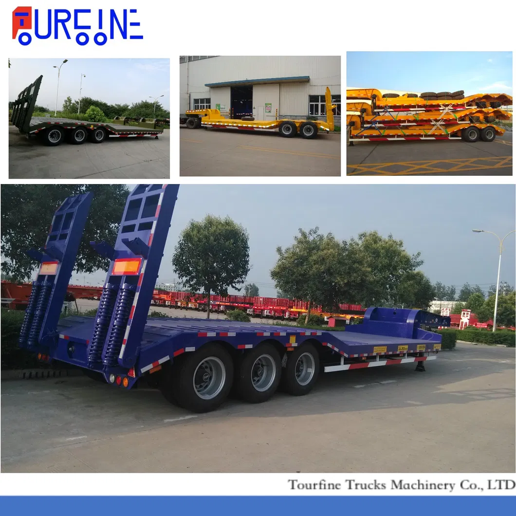 4 Axle 80 Ton Detachable Gooseneck Lowboy Semi Trailer for Heavy Equipment Transport