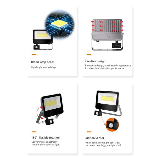 Прожектор безопасности IP65 водонепроницаемый горячая продажа светодиодный светодиод Алюминиевый корпус с датчиком движения для стены садовой улицы