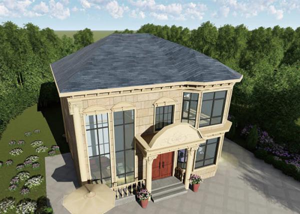 Casa clássica europeia de vidro leve de aço pré-fabricada