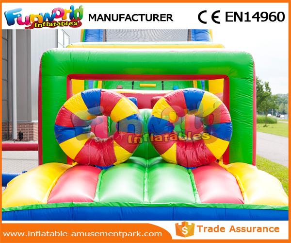 Giant Colorful Inflatable Kids Obstacle Course 0.55 MM PVC Tarpaulin With Air Blower