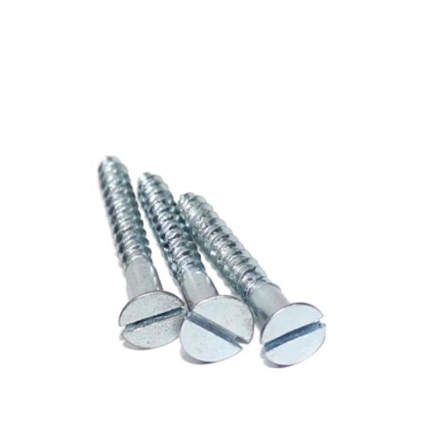 Zinc Plated Steel Slotted Flat Head Wood Screws Slotted Furniture Tapping Screws
