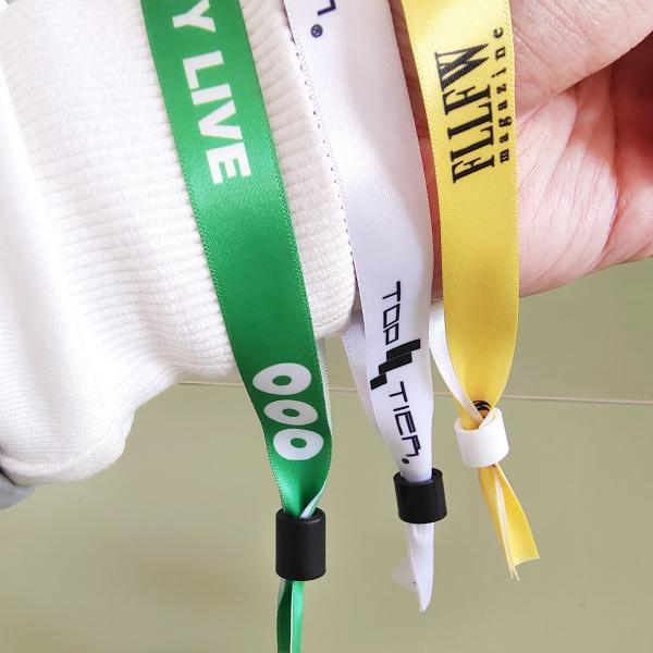 Customize Logo Event Festival Ribbon Satin Woven Bracelet Fabric Wristband with Artwork