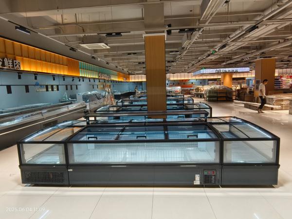 Supermarket Island Freezer Panoramic Glass Freezer Auto-Defrost Island Freezer With LED Lighting