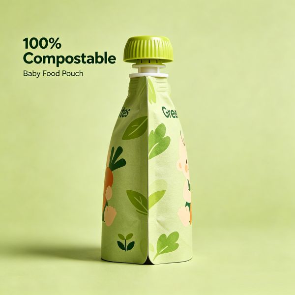 Premium Sustainable Baby Food Packaging - 100% Compostable Spout Pouch for Eco-Conscious Brands