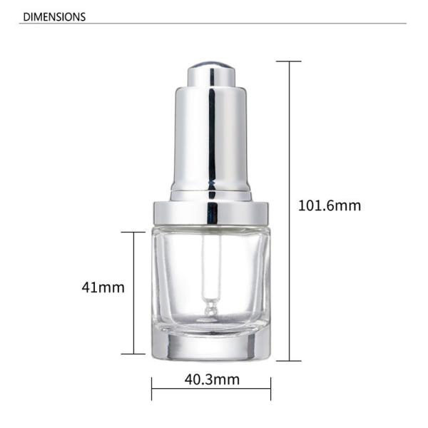 30ml Round Shoulder Cosmetic Glass Press Essential Oil Essence Dropper Bottle