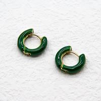 Grande cola Epoxy 1 x 6mm do verde do ouro dos brincos da joia da forma da aro para mulheres dos homens