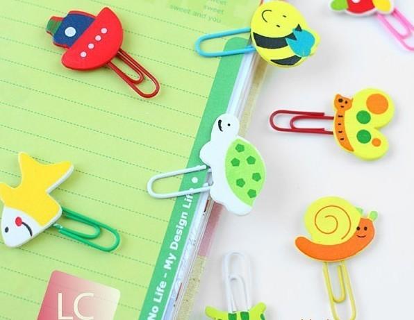 Fashion cute cartoon animals paper clips wooden paper clips