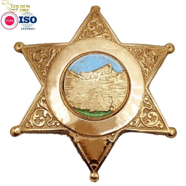 Star Shape Lapel Pin Badge 3D Figure Emblem Metal Zinc Alloy Soft Enamel