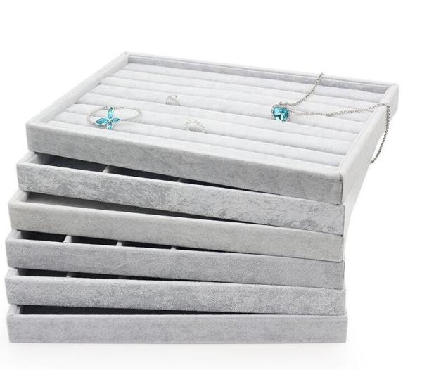 Handmade Jewelry Box Organizer Trays Grey Color MDF Body With Velvet Insert