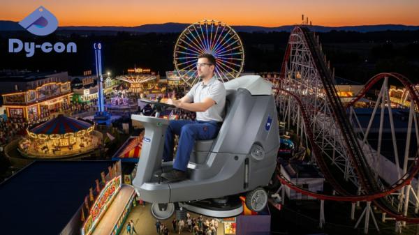 Silent Dycon D9: Low-Noise Scrubber For Theme Park Daytime Cleaning.