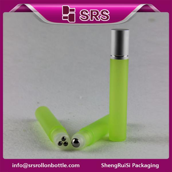 Cosmetic luxury 15ml plastic bottle with three steel roller ball