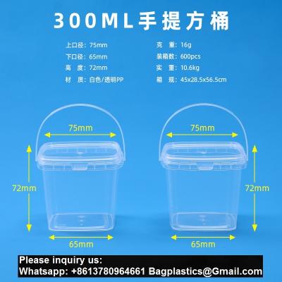 Food storage Quart Square Bucket Utility Small Pail With Handle Sturdy Pail Organizer For House Cleaning Storage Livestock Feeding Car Washing Food Storage, with Lids(Clear)