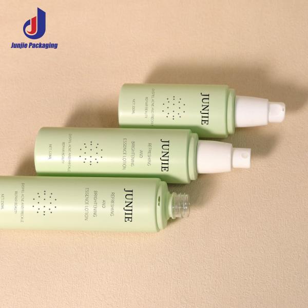 Green Plastic Pump Bottles Frosted Plastic Bottles Customized With Cylindrical Design