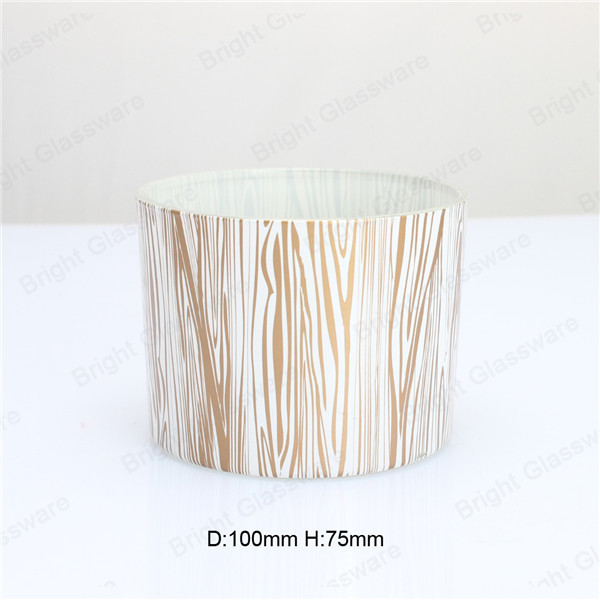 Fashion wedding decorative glass candle container with decal logo