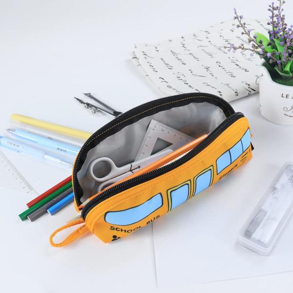 Gloppie Cute Pencil Case Kawaii Pencil Pouch Small Pencil Case Simple Pencil Bags with Zipper Pen Case Bus Pen Case,
