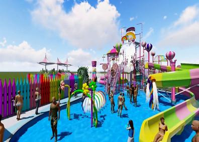 Funny Interactive Fibreglass Colorful Water Slide Equipment Candy Style
