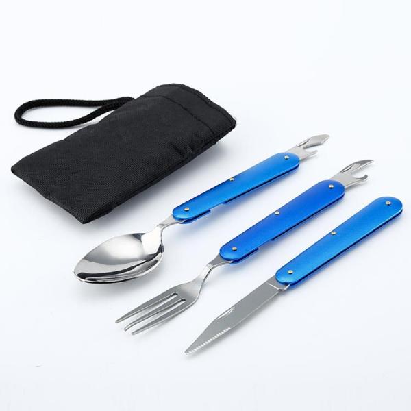 Outdoor Stainless Steel Folding Picnic Tablewares Logo Customized