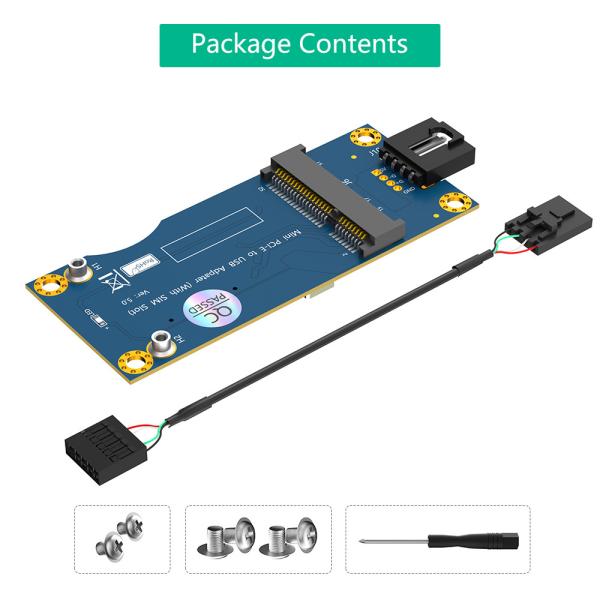 USB 2.0 9PIN Header to Mini PCI-E PCIe 52PIN Wireless Module Adapter with SIM Card Slot Ver 5.0 for GSM WWAN 3G 4G LTE