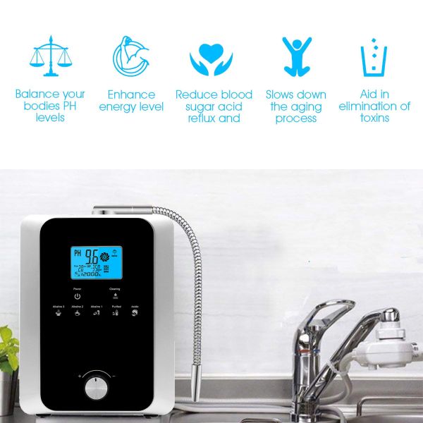 Water Ionizer & Purifier Machine PH 3-11 Alkaline Acid / 7 Water Settings up to / Auto-Cleaning-LCD Touch Water Filter