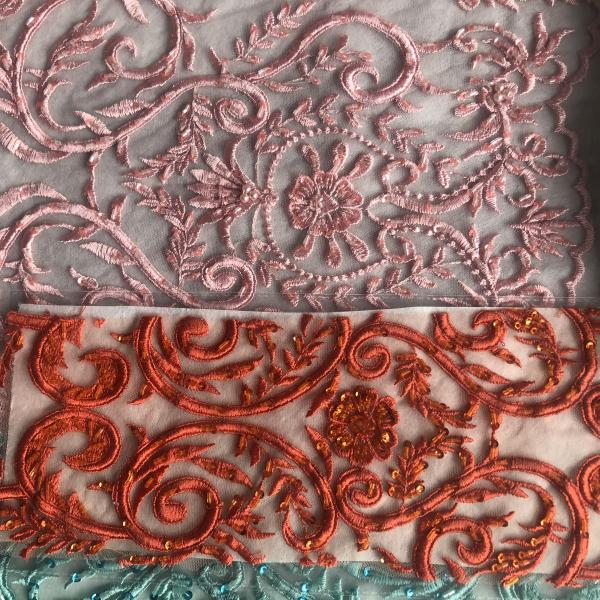 Easily Customizable Luxury 3D Flowers Beaded Embroidery Lace Fabric New Design Lace for Women's Clothing Dance  Dresses