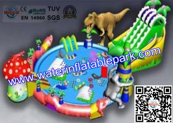 Funny Animal World Inflatable Water Park , Inflatable Entertainment Park with Pool