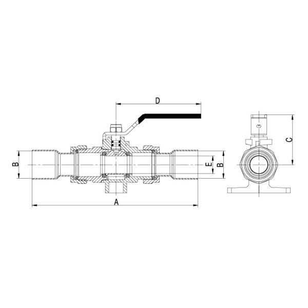 Рукоятка рычага паяя шариковый клапан газа 40mm x 40mm латунный