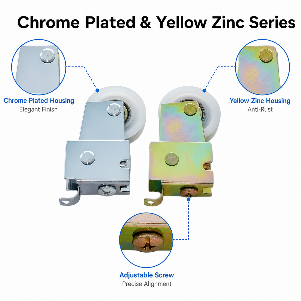 Galvanized Steel Housing Hook Type Window Roller with Single Nylon Wheel Sliding Door Roller