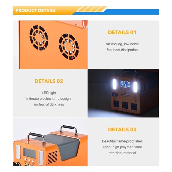 Outdoor Solar Portable Power Station 1000W Orange Solar Generator