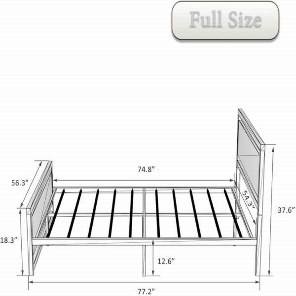 Roydom Wooden Metal Furniture Full Size Iron Bed Frame With Wood Headboard