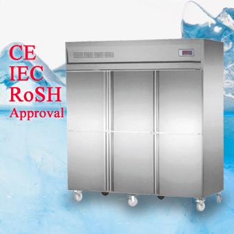 Deep Commercial Upright Freezer 1600L 6 Glass Doors With Plastic Coated Steel Shelf factory
