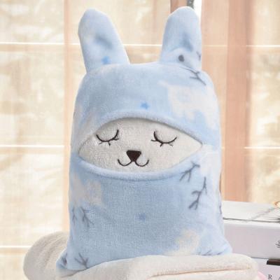 Durable Knit Plush Pillow Blanket 2 In 1 Versatile Animal Pillow Blanket