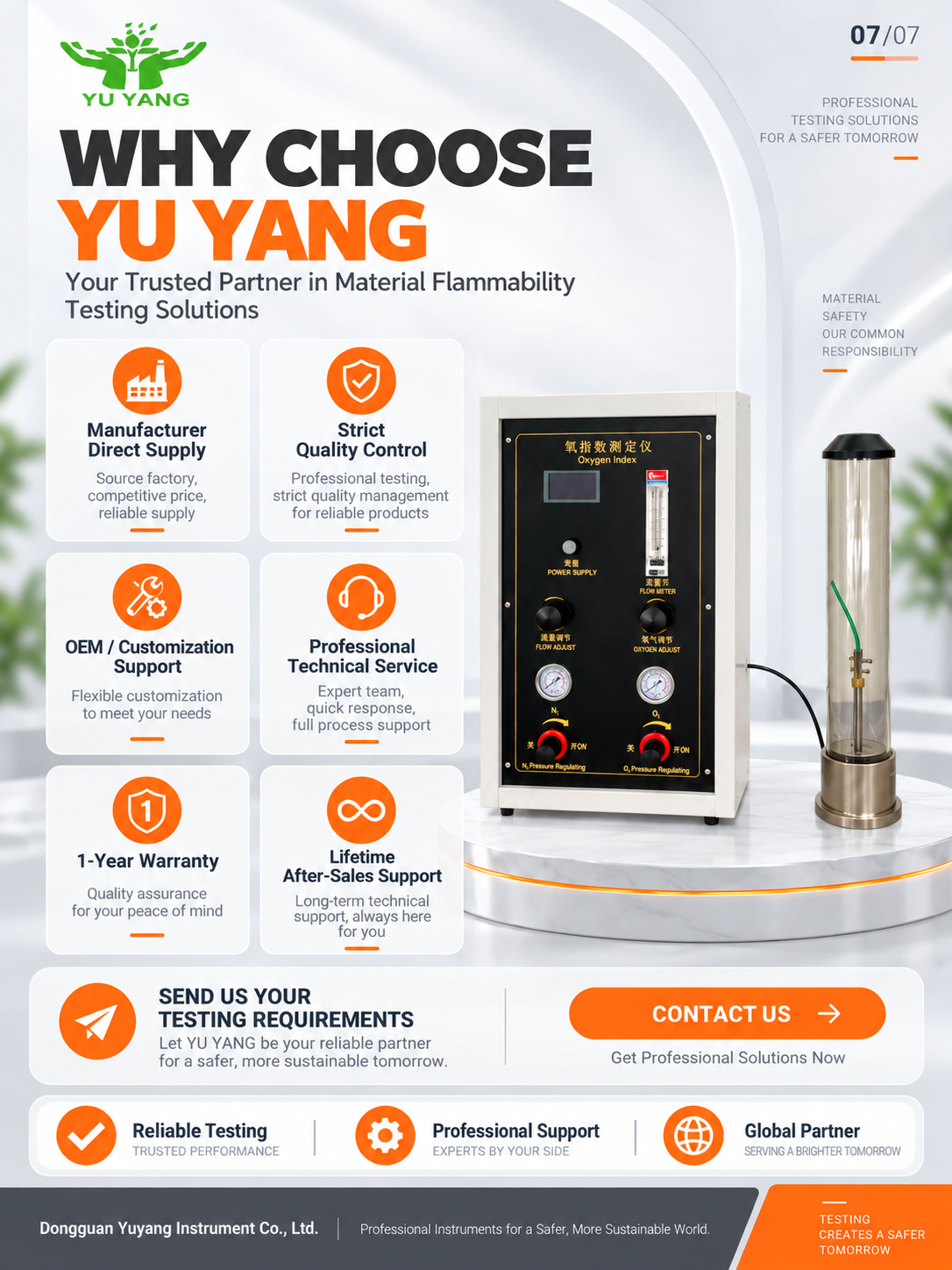 ASTM D2863 ISO 4589 Digital Oxygen Index Test Equipment Oxygen Index Apparatus with Temperature Controller