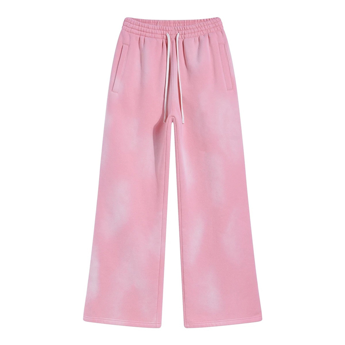 Loose Straight Leg Fleece Sweatpants Unisex Casual Wide Leg Trousers Faded