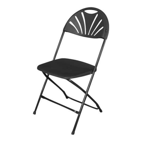 Modern Design Outdoor Waterproof Stackable Black Fan Back Folding Chairs for Events