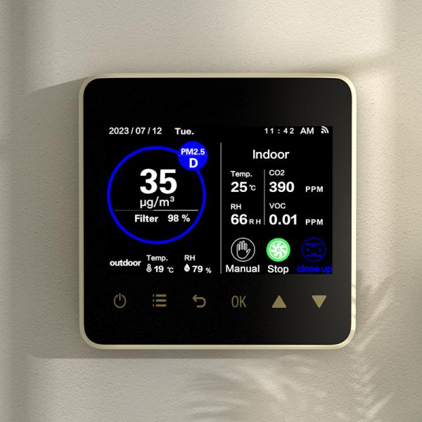4.3 Inch Indoor Air Quality Controller With Automatic Fan Speed Control For Fresh Air System