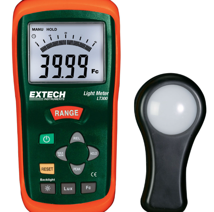 new original flir Extech LT300 Light Meter,Measures light intensity up to 40,000 Foot-candles or 400,000 Lux with high resolution to 0.01 Fc/Lux.
