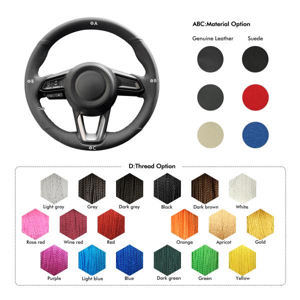 Red Thread Steering Wheel Cover for Mazda 3 Axela 6 Atenza CX-5 CX5 CX9 CX-9 2016 2017 2018 2019