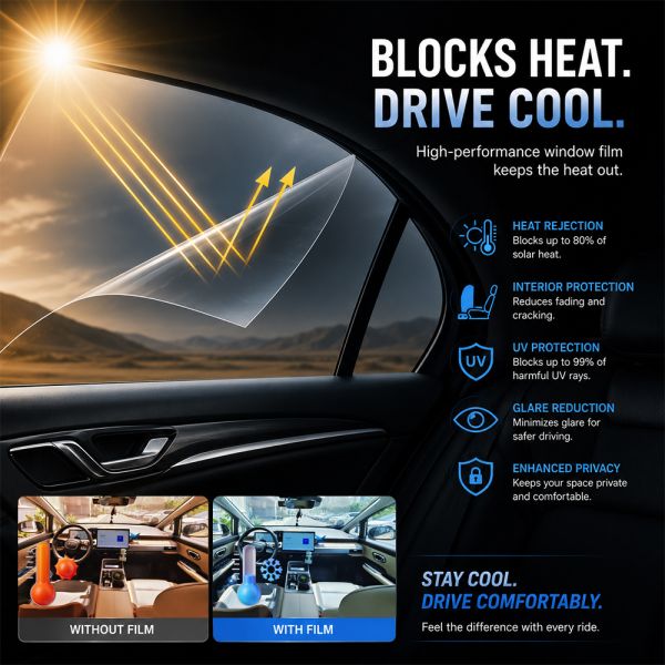 1mil Dyed Film 99%UV Solar Window Film Car Tint Dark Charcoal 5%/15%/35%/50%VLT Self-Adhesive Window Tint