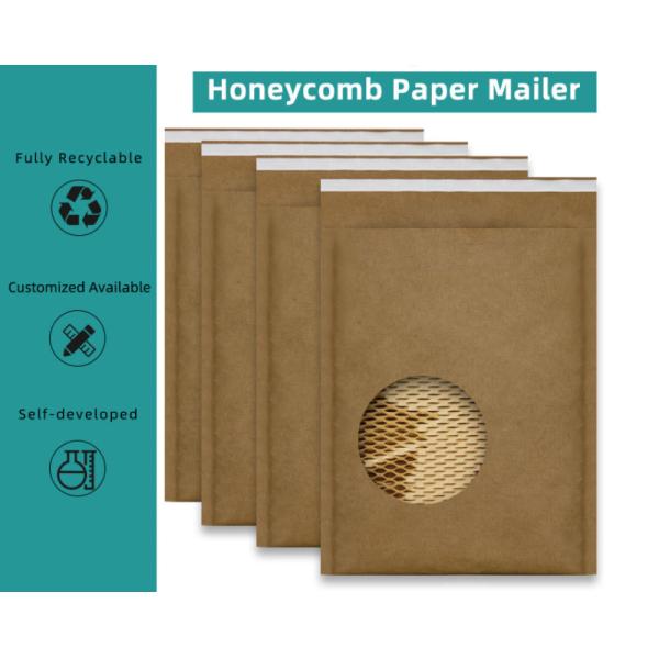 Recyclable Kraft Honeycomb Paper Padded Mailers Self Adhensive Tape