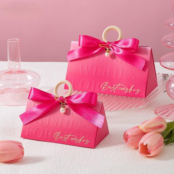 Custom Rose Gold Wedding Favor Box with Logo