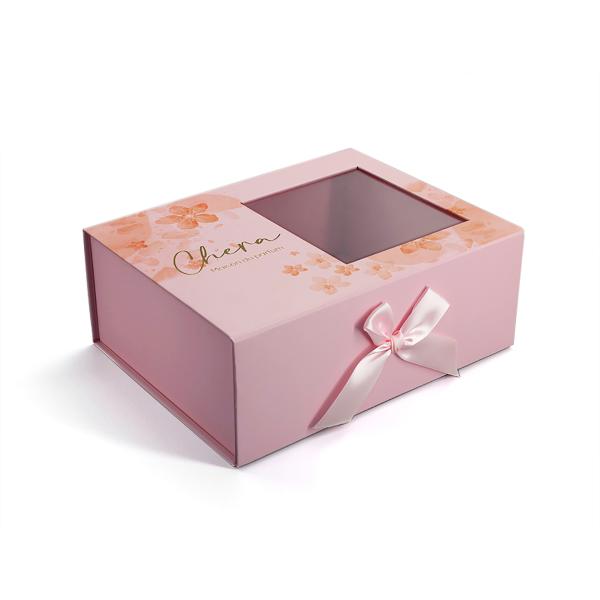 Foldable Magnetic Rigid Gift Box With Clear Window For Display And Retail Packaging