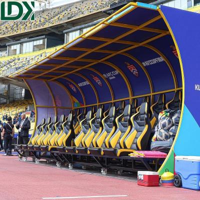 Banc de remplacement pliable portable à deux rangées pour les joueurs de football
