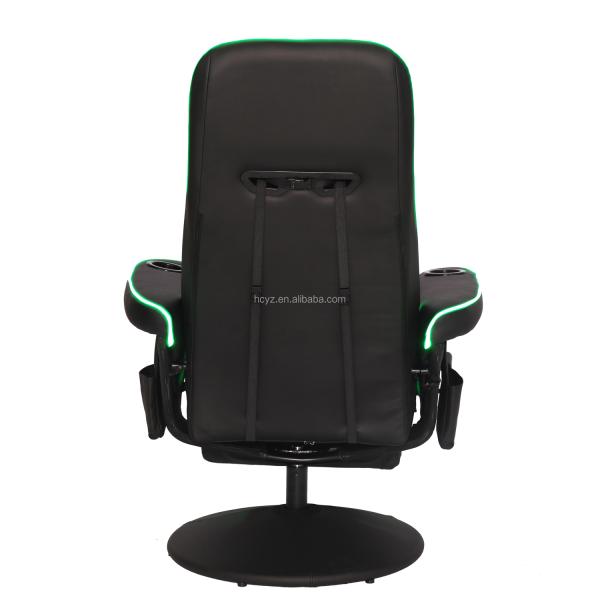Luxury Black/Blue Racing Style Gaming Sofa with Cup Holder LED Lighting and Footrest
