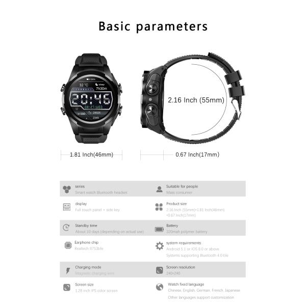 IPS Screen Wireless Earphone Smart Watch Steel Strap Smartwatch And Earbuds 2 In 1