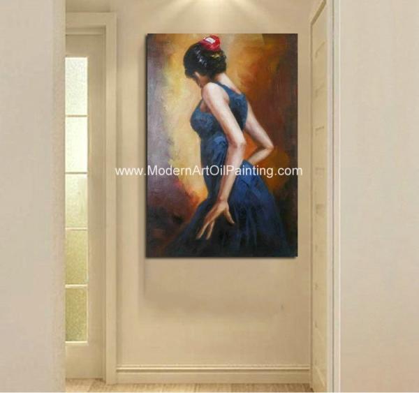 Hand Painted Spanish Oil Painting / Female Painting Flamenco Dancer Canvas Art
