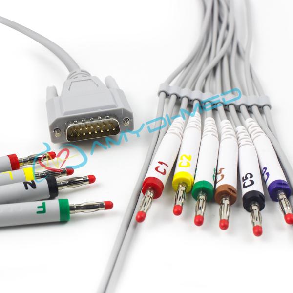 Medical Device Suppliers Ekg Cable Grey Banana 4.0 15Pin 10 Leads Ekg Cord